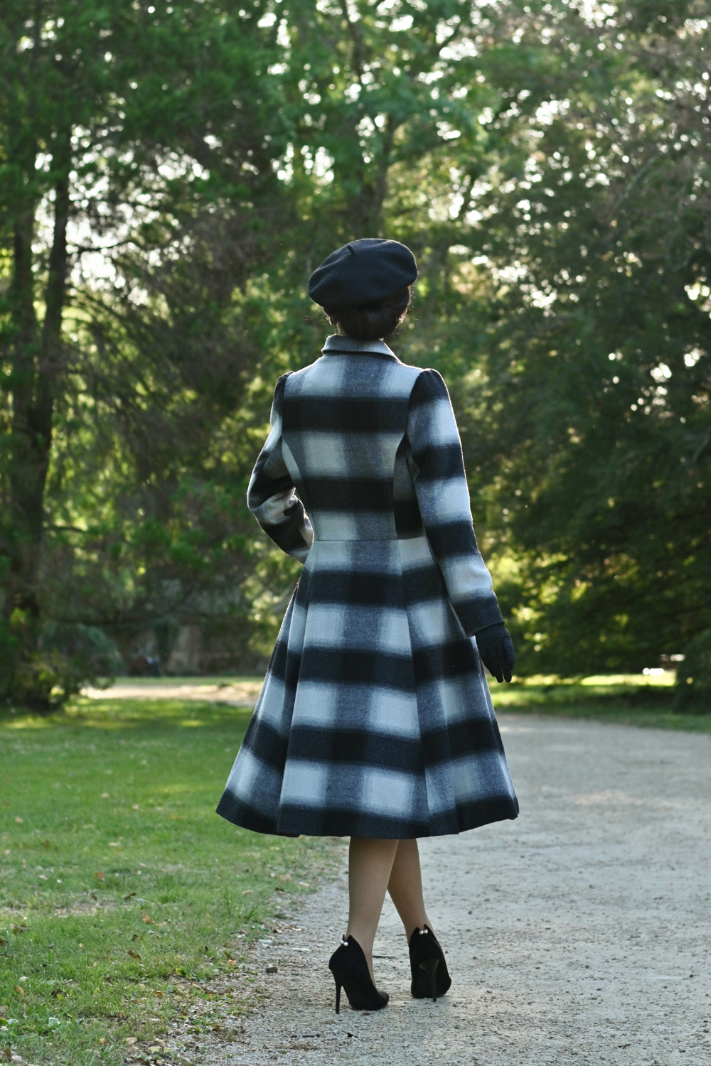 Lenora Check Swing Coat in Extended Sizing
